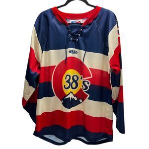 Colorado 38's Ice Hockey Jersey Adult Size Medium Athletic Knit Wide Striped #9